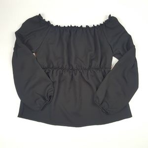 Black Long Sleeve Off Shoulder Blouse {Noble U}